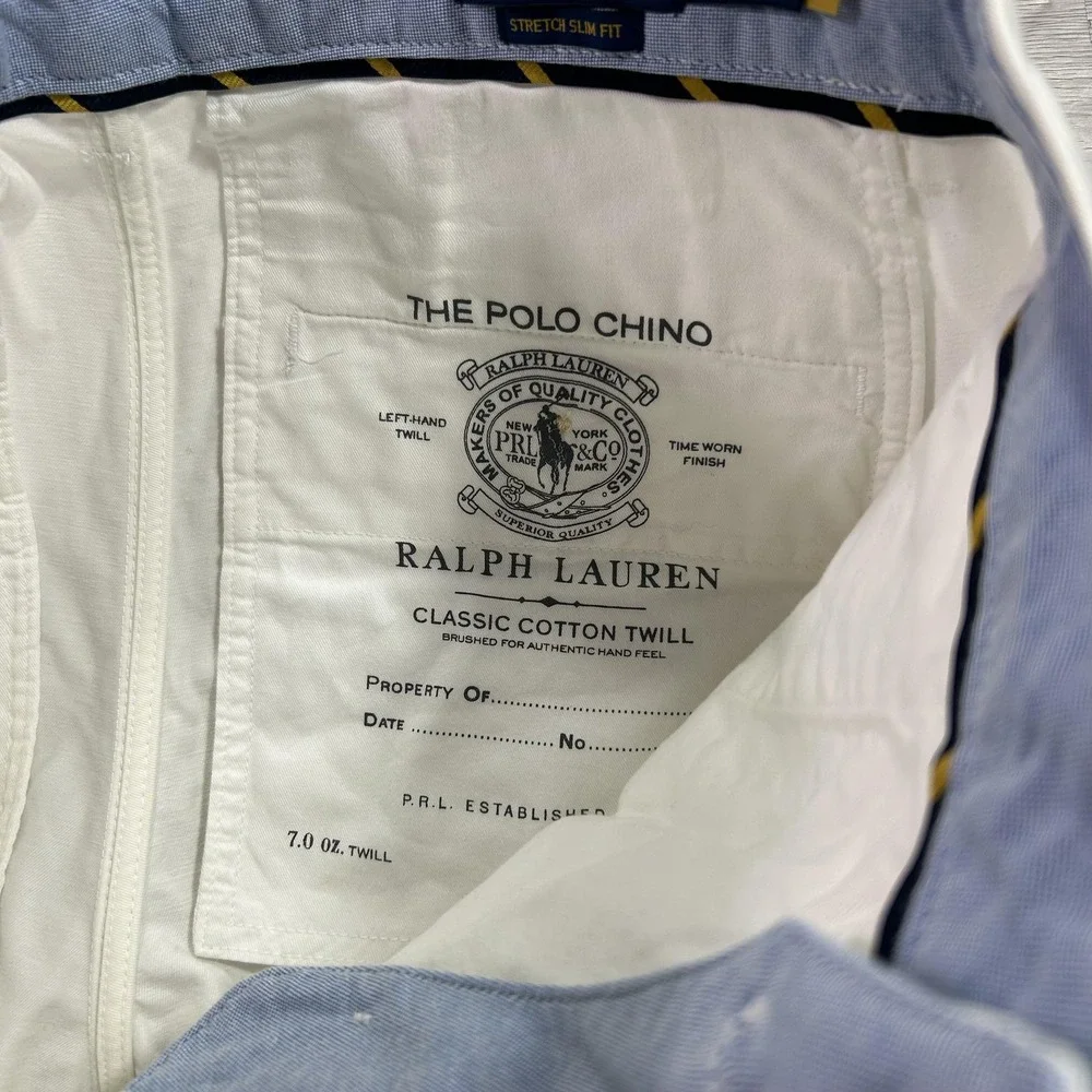 Polo Ralph Lauren Pants Mens 30x30 White Stretch Slim Fit Chino Casual Everyday